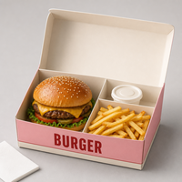 Boîte d'emballage biodégradable personnalisée avec logo pour la livraison de nourriture rapide, hamburgers et frites, pour restaurants
