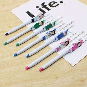 Creative Stationery Doctor Nurse Pattern Clip Shaped <b>Retractable</b> Plastic Ballpoint <b>Pen</b> Black Ink 1.0Mm Cartoon Character - Product Image 3