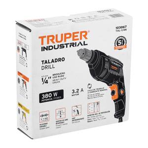 Truper Industrial 1/4 In Corded Drill 380W Variable Speed Keyless Chuck Woodworking <b>Tool</b> - Product Image 3