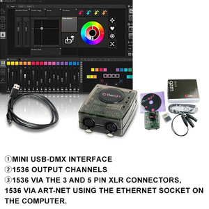 Contrôleur virtuel Disco <span class=keywords><strong>DJ</strong></span> DMX Interface d'éclairage USB Lumière de scène - Product Image 2