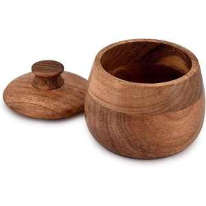 Pot de rangement artisanal en bois d'acacia avec couvercle 300 ml et moins pour le thé et l'utilisation sur le bureau - Product Image 1