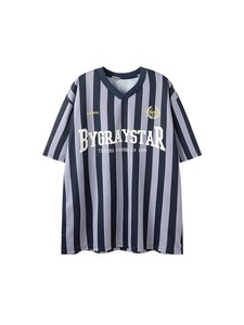 American Street Hip-hop Letters/Numbers/Text Short-sleeve T-shirt for Men Trendy Brand Oversized Casual Sporty Woven Football - Product Image 2