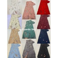 Tissu en dentelle 100% polyester brodé en 3D, orné de paillettes et de perles, pour robes de mariée et robes de soirée, largeur 150 cm, motif floral Lolita
