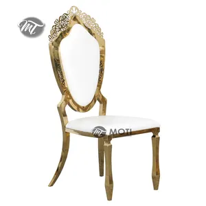 Sillas de banquete apilables de metal y oro para eventos, sillas de boda de China