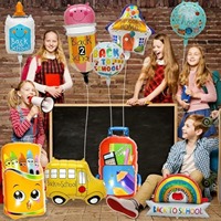 Ballons de rentrée scolaire, ballons colorés en forme de bus scolaire, crayon, pomme, crayon de couleur, ballon en mylar pour décorations de fête