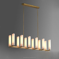 Lustre moderne américain en cuivre et verre, suspension linéaire multi-niveaux, lumière blanc chaud, pour villa, salon, restaurant