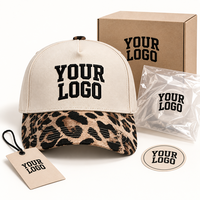 Casquettes de baseball brodées personnalisées, visière imprimée léopard, en coton, ajustables, avec fermeture snapback, pour femmes et hommes, protection solaire, vente en gros