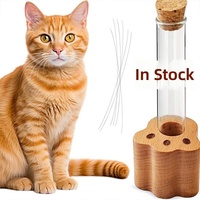 Boîte commémorative en bois pour poils d'animaux, tube de conservation des poils de chat pour collection de poils de chien et de chat