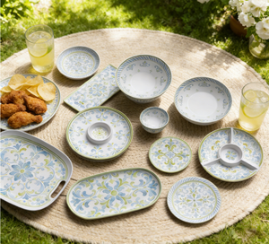 Ensemble de vaisselle en mélamine <span class=keywords><strong>Chic</strong></span> Scenic avec des détails peints à la main, idéal pour les pique-niques, le camping et les sorties en plein air - Product Image 1