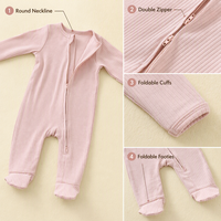 Jumpsuit Bayi Bergaris Musim Gugur Musim Dingin Lengan Panjang Resleting Pakaian Bayi Baru Lahir Romper Unisex Katun Kain Bergaris Piyama
