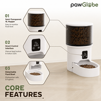 Distributeur automatique intelligent de nourriture pour animaux de compagnie pour chats et chiens d'intérieur, utilisation domestique, OEM, ODM, marque privée, vente en gros, vente au détail, fournitures pour animaux de compagnie PawGlobe