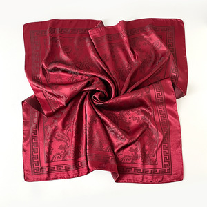 Écharpe carrée personnalisée en satin jacquard à motif de fleurs de cajou 90*90 cm pour <span class=keywords><strong>homme</strong></span>, écharpe de cou, hijab musulman, écharpe ethnique pour femme - Product Image 4