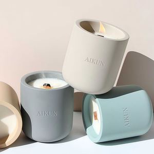 AIKUN <b>Decorative</b> Long Burning Glass Ceramic Scented Candle Blue Candle with Wooden Wick for Gift Home Retail - Product Image 2