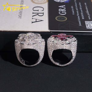 Anello da <span class=keywords><strong>Uomo</strong></span> Hip Hop con Quadrifoglio in <span class=keywords><strong>Argento</strong></span> <span class=keywords><strong>925</strong></span> Placcato Oro, Certificato GRA, Alta Qualità, Gioielleria Fine con Moissanite - Product Image 5