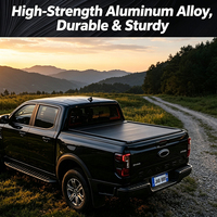 Couverture de benne rigide rétractable en alliage d'aluminium robuste pour camionnette avec feux arrière LED intégrés, finition noir mat