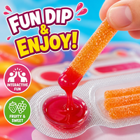 Bonbons gélifiés en bâtonnets enrobés de sucre avec sauce fruitée pour tremper, marque privée OEM, collation ludique pour enfants