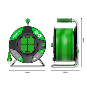 Enrouleur de câble électrique Pheiyon HeavyDutyPro <span class=keywords><strong>50m</strong></span>, câble en caoutchouc H05RR/H07RN, rallonge 4 prises IEC CEE 16A IP44 pour extérieur et maison, ODM - Product Image 6