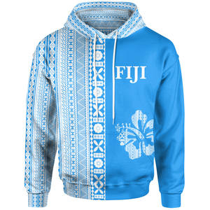 Fiji Hibiscus Tapa Imprimir Sudadera de manga larga Patrón tribal polinesio Cordón Bolsillo Sudadera con capucha Envío de la gota Tops de gran tamaño - Product Image 1