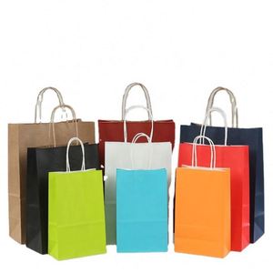 Sacs en papier promotionnels personnalisés en kraft brun et blanc avec logo, expédition d'usine - Product Image 3