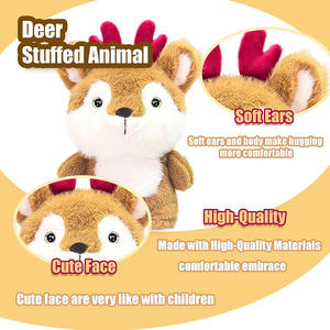 8701 Adorables petits animaux en peluche en forme de renne avec bois de cerf roses, doux et câlins, pour cadeaux de Noël et d'anniversaire pour camarades de classe - Product Image 3