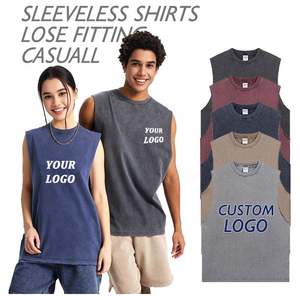 <span class=keywords><strong>2025</strong></span> à la mode hommes Vintage débardeur lavage à l'acide sans manches impression personnalisée T-shirts - Product Image 4