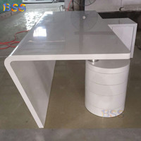 Long Boss Table de bureau du PDG Marbre blanc brillant Président Président Bureau Moderne Grande Table de bureau avec tiroir
