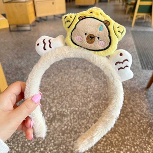 Serre-tête en peluche Capybara en gros – Accessoire capillaire mignon en coton pour femmes et filles, motif dessin animé Capybara, collection bébé - Product Image 4