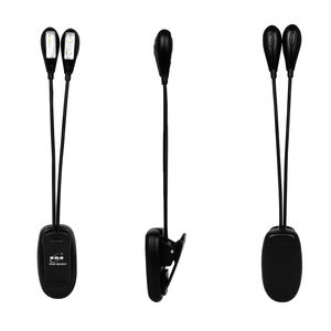 Venta al por mayor con batería externa, luz de clip de luz LED de puntuación de música de doble cabezal de doble Polo, negro - Product Image 3