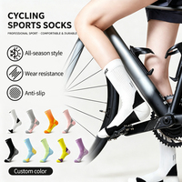 Chaussettes de cyclisme réfléchissantes personnalisées en gros, unisexes, longues, pour le sport, le vélo, la remise en forme, chaussettes de compression