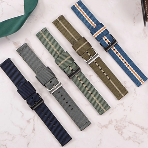 Upro Adjustable <b>Striped</b> Woven Nylon Watch Strap 18/20/22/24 mm <b>Pin</b> Buckle Quick Release Smart Watch Strap Stock Wholesale - Product Image 1
