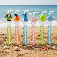 Verre Hawaïen torsadé de 24oz et 16oz pour jus, smoothies, margaritas et slush, idéal pour festivals, fêtes et plage, avec couvercles, têtes décoratives et pailles en plastique