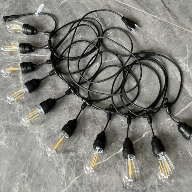 YUNAN Shatterproof Outdoor String Light S14 E26 E27 with 10 Dimmable LED Vintage Edison Bulbs Commercial Grade Patio Lights
