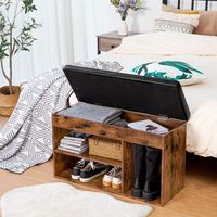 HOOBRO Banc de rangement pour chaussures avec coussin rembourré, banc d'entrée avec boîte de rangement rabattable, étagère à chaussures avec compartiment caché