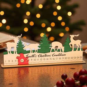 2025 Wooden <b>Christmas</b> Countdown Calendar Decor Reindeer Village Gift <b>Box</b> Style Tabletop Display Ornament Holiday Wood Sign - Product Image 2