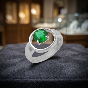 Cute 925 Sterling Silver Oval Cut <b>CZ</b> Green Cubic Zircon <b>Ring</b> for Anniversary Parties-Elegant Design - Product Image 1