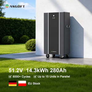 Batterie au lithium Lifepo4 ASGOFT 51,2 V 280 Ah 15 kWh 32 kWh, batterie sur pied pour stockage d'énergie domestique pour système solaire - Product Image 1