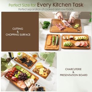 딥 카본화 처리된 <span class=keywords><strong>100</strong></span>% 대나무 도마 3종 세트 (나무 보관대 포함) - Product Image 4