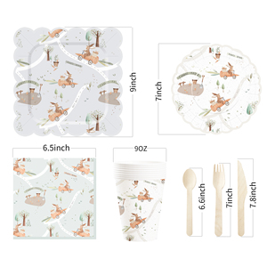 Juego de Vajilla Desechable con Temática de Animales DAMAI, Temas de Dibujos Animados para Fiestas de Cumpleaños Infantiles, Juego de Vajilla de Papel - Product Image 6