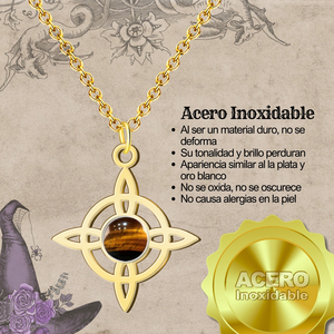 Pendentif nœud de sorcière en acier inoxydable avec œil de tigre, amulette porte-bonheur et de protection, chaîne fine, pendentifs et breloques - Product Image 6