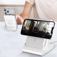 Chargeur sans fil magnétique portable 4-en-1 15W, station de charge pour téléphone portable, batterie externe détachable pour usage domestique et professionnel