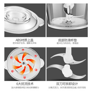 เครื่องเตรียมอาหาร AUX 1.8 ลิตร เครื่องบดเนื้อไฟฟ้า เครื่องปั่นอาหารเด็กอเนกประสงค์ พร้อมใบมีดสับ ปลอดสาร BPA - Product Image 5