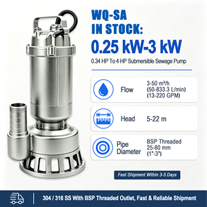 ปั๊มน้ำเสียแบบจุ่มใต้น้ำสแตนเลสสตีลรุ่น YL WQ(D)-SA แบบเกลียว 304/316 มอเตอร์สาม<span class=keywords><strong>เฟส</strong></span>/<span class=keywords><strong>เฟส</strong></span>เดียว รับประกัน 1 ปี - Product Image 4