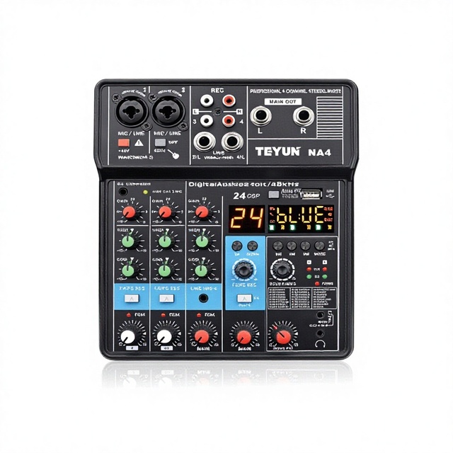 Customized 4-channel Small Digital Mixer for MP3/USB Playback Real-Time Listening for Mobile Phone Live Recording