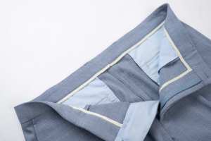 Completo da <span class=keywords><strong>Uomo</strong></span> <span class=keywords><strong>Azzurro</strong></span> Chiaro |   Completo Casual a 2 Pezzi: <span class=keywords><strong>Blazer</strong></span> Slim Fit con Fodera Stampa Palme e Pantaloni Plissettati Personalizzabili - Product Image 5