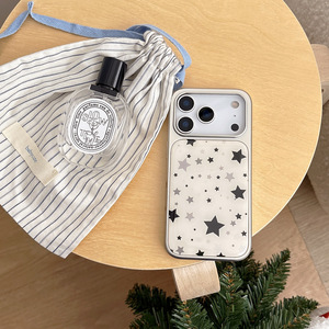 Funda para iPhone 17 Pro Max Estilo Ins con Pequeñas Estrellas, Borde Plateado Electrochapado, Funda con Pegamento para iPhone 14 13 - Product Image 2