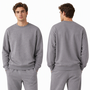Sudadera de cuello redondo de felpa francesa de alto gramaje 420GSM, lisa, oversize, con hombros caídos, de algodón, personalizable con logo. - Product Image 3