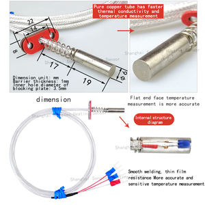 درجة حرارة <span class=keywords><strong>Pt100</strong></span> ، مطلي بالفضة PTFE ، حجب نهاية الوجه الثرمستور - Product Image 2