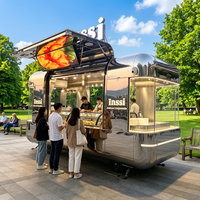 Camion de restauration électrique en acier inoxydable et aluminium, cuisine complète, remorque mobile pour la vente de snacks, chariot conduisible pour les activités de rue
