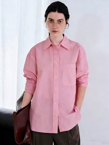 เสื้อเชิ้ตแขนยาวผ้าฝ้ายสีน้ำเงินปรัสเซียสำหรับผู้หญิง ผ้าฝ้าย 100% สวมใส่สบาย ทรงคลาสสิก ไม่ตกยุค เหมาะสำหรับใส่ลำลอง ย้อมสีพิเศษสำหรับฤดูใบไม้ผลิและฤดูร้อน - Product Image 2