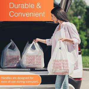 Bolsas para camisetas personalizadas duraderas, bolsas de plástico reciclado para uso en supermercados y exposiciones - Product Image 4